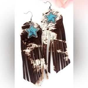 Turquoise star hogan ranch shredded earrings